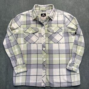 Dravus Plaid Flannel Shirt Mens Medium Green Gray Cotton Button Up